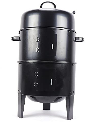 3-in-1 Simmering und Smoking Barbecue Grill, Gartengrill, Räuchergrill, Räucherofen, Barbecue Grill, Multifunktionsgrill, Rundgrill