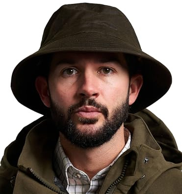 JACK PYKE Sombrero de pescador encerado, sombreros de algodón impermeable para hombres y mujeres, sombrero de verano ligero con ala rígida para camping, playa, golf, viajes, color verde, verde, 60