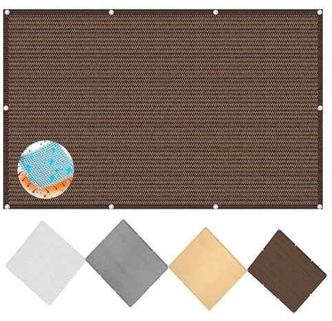 Brown Rectangle Sun Shade Sail Canopy 1.5 x 1.8 m Weather Resistant Outdoor Patio Fence Screening with Grommets Durable Pergola Cover 4.9 x 5.9ft