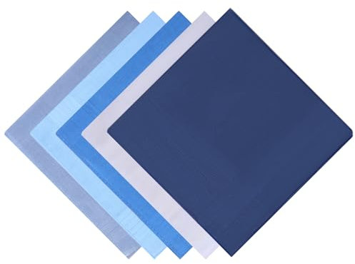 Dimeho Stoff Taschentücher Herren 5 Stück Herren Taschentücher Baumwolle Herrentaschentücher Stofftaschentücher Blau Einstecktuch Handtuch Anzug Taschentuch Handkerchief für Hochzeit Party, 40 × 40 cm
