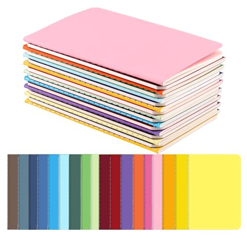 Xmart 18 pièces Petit Cahier Lignés Coloré Mini Carnet A6 18 Couleurs Carnet de Poche à Couverture Kraft pour Notes Écriture Bureau Budget Liste École Collège 30 Feuilles 14 x 9 cm