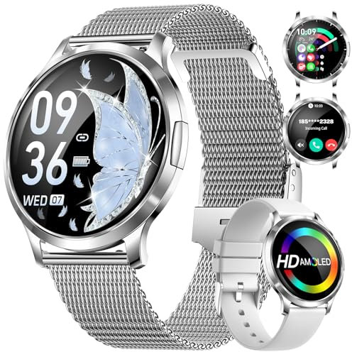 LIGE Smartwatch Donna con Chiamata Bluetooth, 1.32 Amoled Orologio Smartwatch Donna con Ciclo Mestruale/Cardiofrequenzimetro Sonno/110+Sportive,IP68 Smart Watch per Android iOS Argent