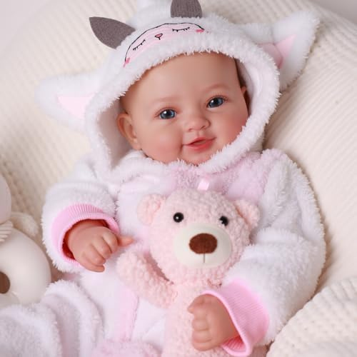 BABESIDE Poupée Réaliste - 17 Pouces Bébé Fille, Corps Souple et Réaliste, Souriante et Douce, Nouveau-Né avec Tenue et Accessoires, Cadeaux et Collections pour Enfants de 3 Ans et Plus