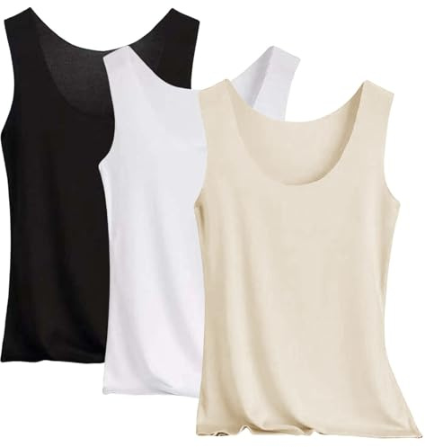 Pack de 3 camisetas de tirantes para mujer, sin costuras, de seda fría, ajustadas, elásticas, tallas grandes, deporte, entrenamiento, básica, cómoda, ropa interior, monocolor, camiseta de tirantes