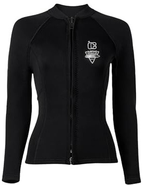 Miutii Muta da donna in neoprene, 3 mm, top immersione, giacca a maniche lunghe, rashguard per immersioni, surf, snorkeling, nuoto, nero, L