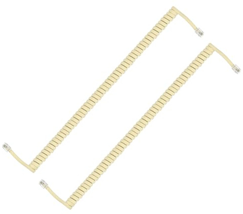 PATIKIL 2 Paquetes De Cable De Teléfono Para Teléfono Fijo 6.6 Pies (Enrollado 1.3 Pies) RJ9/RJ10 4P4C Cable Universal Para Auricular De Fijo Accesorio Para Teléfono Beige