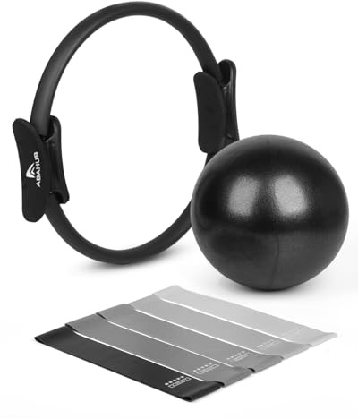 Abahub Kit Pilates Completo para Casa, Set Multi-Pieza con Aro de Pilates 35cm, Bandas de Resistencia y Accesorios – Equipo de Entrenamiento Femenino, Glúteos, Tonificación y Estabilidad