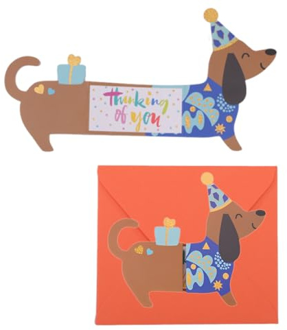 GONZTEL 1 pieza Tarjeta perro cumpleaños con sobre, tarjeta feliz cumpleaños para perros, tarjeta mignon perro cumpleaños, para hombre, mujer, novio, novia, perro, pastel fresco