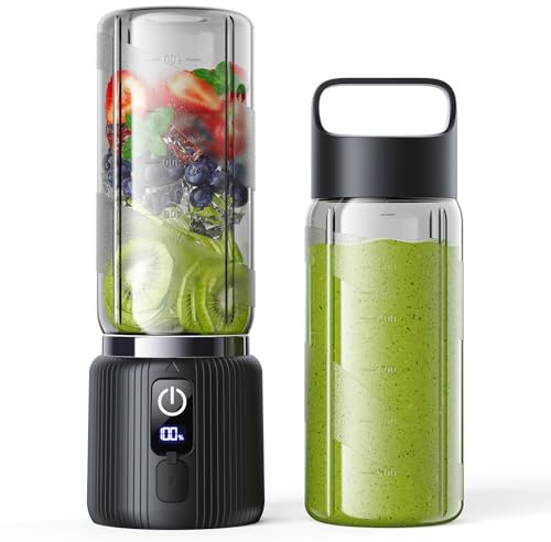 TOMUOO Personal Blender Smoothies Maker to go, Powerful 8 Blades 22000 RPM, 500ml To-Go Bottle with Travel Lid, USB-C Charging, Compact Rechargeable Mixer for Shakes, Juices