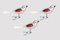 Christbaumschmuck Glas Vogel Set 3 Stück Silber/Rot H mundgelasen Lauscha