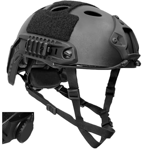 Tactical Airsoft Fast Protective Bump Helmet Adjustable Lightweight Military with NVG Mount Side Rails Adapter for Paintball Gear Swat Airborne Outdoor Combat Sports Army