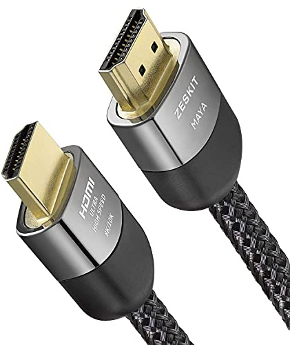 Zeskit Certified 2.1 8K HDMI Cable 48Gbps 4K120Hz Compatible with Soundbar eARC HDR10 VRR Dolby Vision Atmos HDCP 2.2 & 2.3 Gaming PS5 Xbox Series X Apple TV Roku Monitor (Ultra High Speed, Maya 3ft)