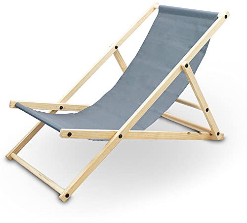 BITUXX Liegestuhl Sonnenliege Gartenliege Holzliege Strandliegestuhl Holz Klappbar (Anthrazit)