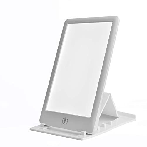 Lampe de Luminothérapie, 32000 Lux Portable Lampe lumière du jour compacte, Niveaux de Luminosité Réglables Support pliable, pour une Utilisation ​à la Maison/au Bureau,Blanc,27.6 * 12.6cm