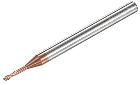 sourcing map Square Nose End Mill, 1.5mm Solid Carbide AlTiSin Coated Long Reach CNC Router Bits 2 Flutes Milling Cutter with Extended Neck, 8mm Cutting Length 4mm Shank