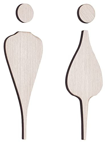 GORGECRAFT 1 ensemble de Panneaux de Toilettes en Bois pour Hommes et Femmes Brossé Salle de Bain Porte Signalisation Décor WC Panneau de Porte Auto-Adhésif Arrière Mur Toilette Symbole, Rosy Brown