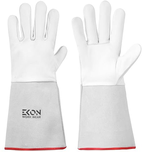 Ekon Tig Gants de soudage en cuir pleine fleur souple Gants de soudage TIG Gants de protection pour soudage, jardinage, barbecue, travail en métal (taille XL, 1 paire)