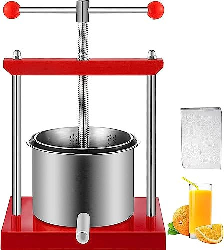 HACSYP Fruchtpresse Honigpresse-Extraktor, Fruchtpresse mit Zwei Edelstahlfässern, Wein-Apfelweinpresse, for Saft, Kräutersaft, Apfelwein, Wein, Olivenöl