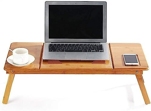 Bärbar Sängbricka Sängbord, Bambu Bärbar Datorbord Justerbar Sängbricka Stor Säng Serveringsbricka Frukostbord Vikbart Notebook Datorbord