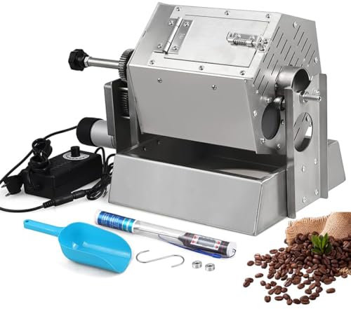Tostatrice per chicchi di caffè professionale, tostatrice per chicchi di caffè elettrica a tamburo da 3,4 litri con termometro, tostatrice per chicchi di caffè a gas per uso domestico e commerciale
