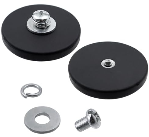 2 imanes de goma fuertes, diámetro de 43 mm, con rosca interior M6, imanes de goma, base de montaje magnética con 10 kg de fuerza de sujeción para tiras de luz, vehículos, lámparas y tornillos