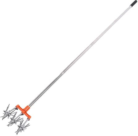 Rotarys Cultivator Garden Rotarys Tiller, Manual Rotarys Crumbler Soil Cultivator Tool Stainless Steel Teeth Adjustable Handle Garden Hand Tiller for Soil Mixing or Reseeding Grass