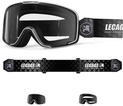 LECAGE Selbsttönend Motorradbrille Herren Damen Motocross Brille Verspiegelt Photochromic Anti-Beschlag Winddicht Motorrad Brille (Schwarz)
