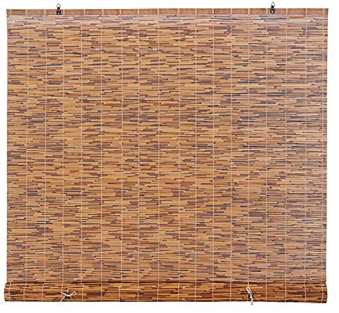 Forever Bamboo Light-Filtering Cord-Free Bamboo Reed Roll-Up Blind Shades for Windows Manual Roman Blinds Coffee 72 in W x 72 in H (Pack of 2)