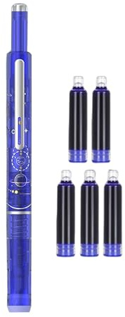 Fountain Pen – Penna fontana per scrittura | Penna a fontana retrattile | Strumento di scrittura a penna media 0,38 mm con 5 cartucce di ricarica | Penna impermeabile per la registrazione