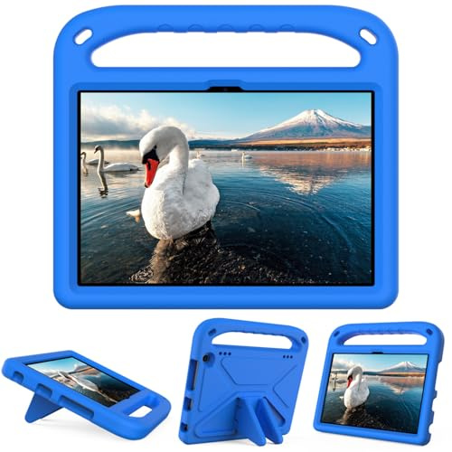 leleyo Custodia per tablet per Amazon Fire HD 8 e 8 Plus 8 pollici (2020/2022/2024) Custodia per bambini Maniglia antiurto Leggero Stand Cover protettiva Blu