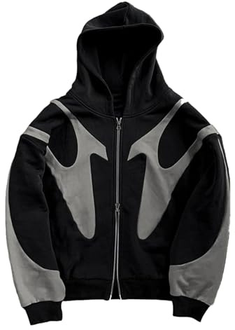 tinetill Felpa con Cappuccio Y2K Donna con Cappuccio a Manica Lunga Felpa Oversize Giacca Stampa Punk Gotico Streetwear Vintage Pullover