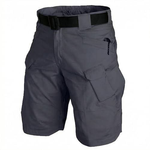 Mens Cargo Shorts, Golf Shorts Mens, Men Outdoor Hiking Short with Zip Pockets, Lightweight, Quick Dry, Waterproof, for Casual Golf Work Tactical Fishing with 10 Pockets (No Belt, 2XL, Dark Grey)