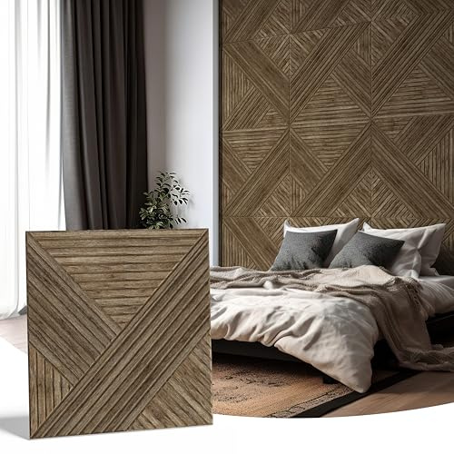 Acoustic Wall Panels, Decorative Sound Absorbing Panels, Wood-Look, 6 Pack