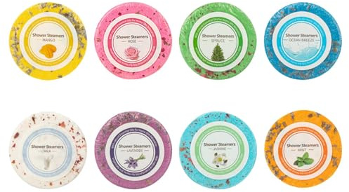 Duschbombs - Organic Essential Oil Bath Tablets 8 st 30 g | Aromatherapy | Shower ångbåt, avslappning, självvård, fuktighet, fotblöt | för kvinnor män , , resor
