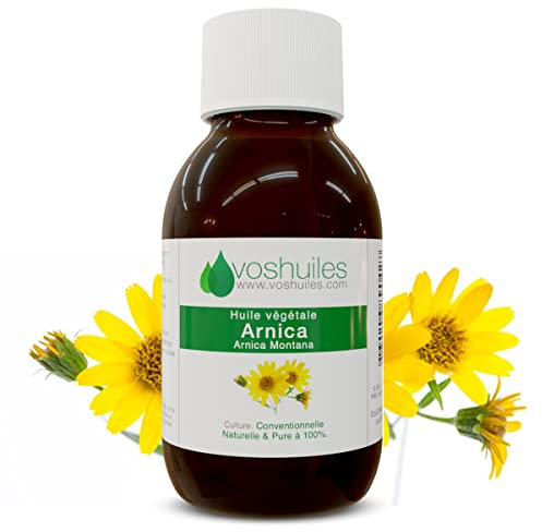 Aceite vegetal de flores de arnica - 100% puro y natural - Uso de la piel - Arnica Montana - Flower macerá - Ideal para la preparación deportiva y la recuperación - 100 ml - Vunthuiles