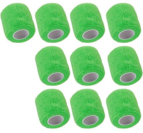 Mintice 10 rullar självhäftande bandage elastisk självhäftande cohesive fixeringsbindel sammanfogat förband fingerförband sårförband 5 cm x 4,5 m grön