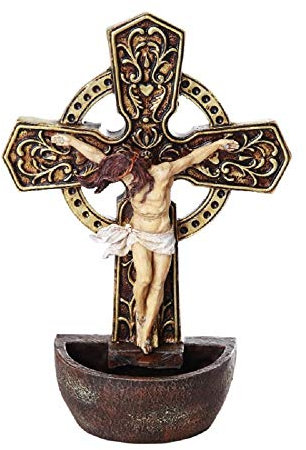 Cristo crocifisso Acquasantiera religiosa Sacrament Wall Decor 17,1 cm