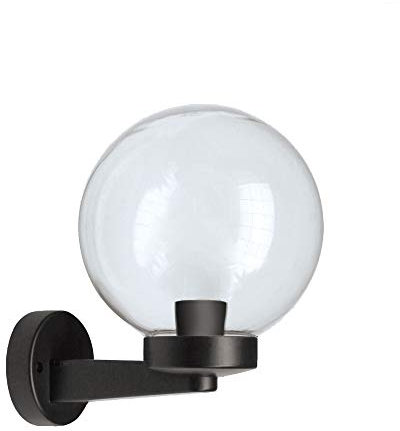 Velamp Wandleuchte mit Kugel für Außen aus PMMA, 200 mm, Fassung E27, transparent, Durchsichtig