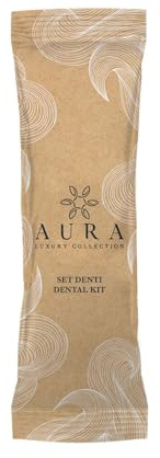 Aura Luxury Collection ® Mundhygiene-Set verpackt im Flowpack mit Zahnbürste und 2 Tuben Mint Zahnpasta je 5 ml (50)