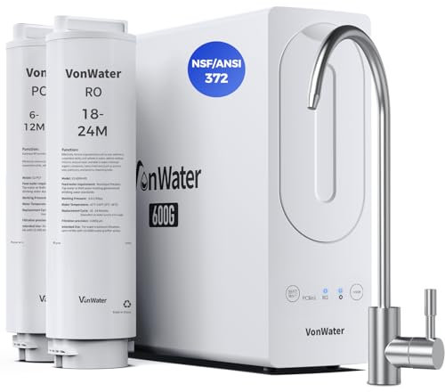 VonWater Reverse Osmosis System, 7 Stage Under Sink Tankless RO Filtration System, 2:1 Pure to Drain, 600GPD High Flow Reverse Osmosis Water Filter, Reduce TDS, NSF/ANSI 372, Listed