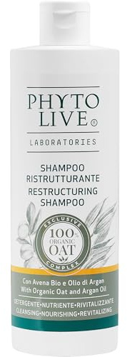 Phyto Live Laboratories Restrukturierendes Shampoo – Haarshampoo mit Bio-Hafer und Arganöl für trockenes und brüchiges Haar – Shampoo für glänzende, erfrischte und seidig weiche Formel – Größe 400 ml