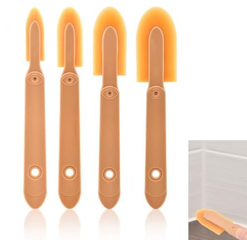 outil joint silicone,lisseur joint silicone,joint salle de bain outils,4 Tailles Caulking Tool Multifonctionnel Caulking Spatula Applicateur pour Carrelage Brique Cuisine Salle Bain(4pcs)