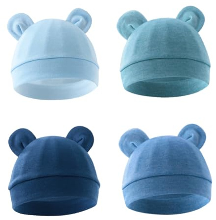 imKutie Newborn Baby Hat Infant Beanie Hat Cotton Newborn Hospital Nursing Hats Mittens Set for Boys Girls Unisex 0-3 Months