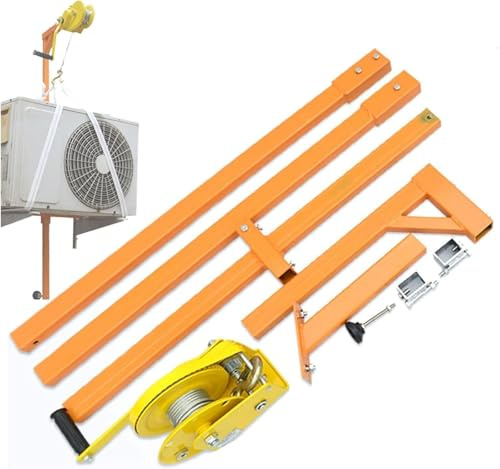 Generico Argano Manuale Portatile – Verricello a Mano per Climatizzatori, Sollevatore in Acciaio Rinforzato con Manovella, Installazione Sicura e Alta capacità di CaricoYellow,10M