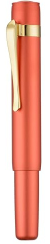 Hongdian M2 Mini Fountain Pen with Bent Nib, Elegant Aluminum Travel Pen (Red Orange)