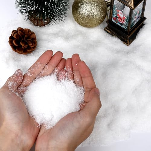 Jeqqinuz 100g Dekoschnee zum Basteln, Flauschig Weiche Streudeko, Glitzernder Deko-Schnee für Weihnachten, Schneewatte zum Verzieren, Winterdekoration
