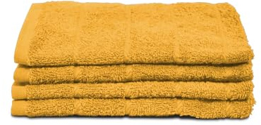 Sedalinne - Pack de 4 Paños de Cocina 45x45 cm, 100% Algodón 450 g/m² con Colgador - Mostaza