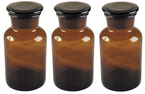 GMMH 3 x Flacon de pharmacie Bouteille à col large Bouchon En Verre Apothicaire laboratoire Laborglas ronde épaule Biberons à cols Laborgläser L’épaule - Vert, 125 ml