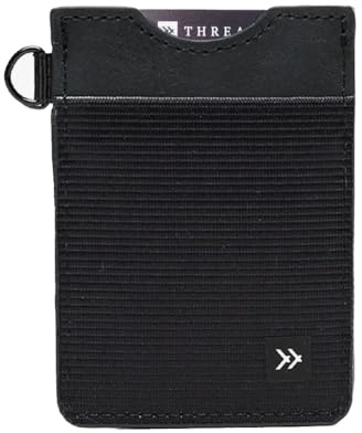 Thread Wallets Slim Minimalist Elastic & Leather Vertical Wallet with RFID for Men & Women | Small Credit Card Holder for Front Pocket, Black, One Size, Leather Wallet