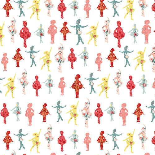 Fat Quarter Bella Ballerina Patchwork Dancers On White 100% Cotton Fabric